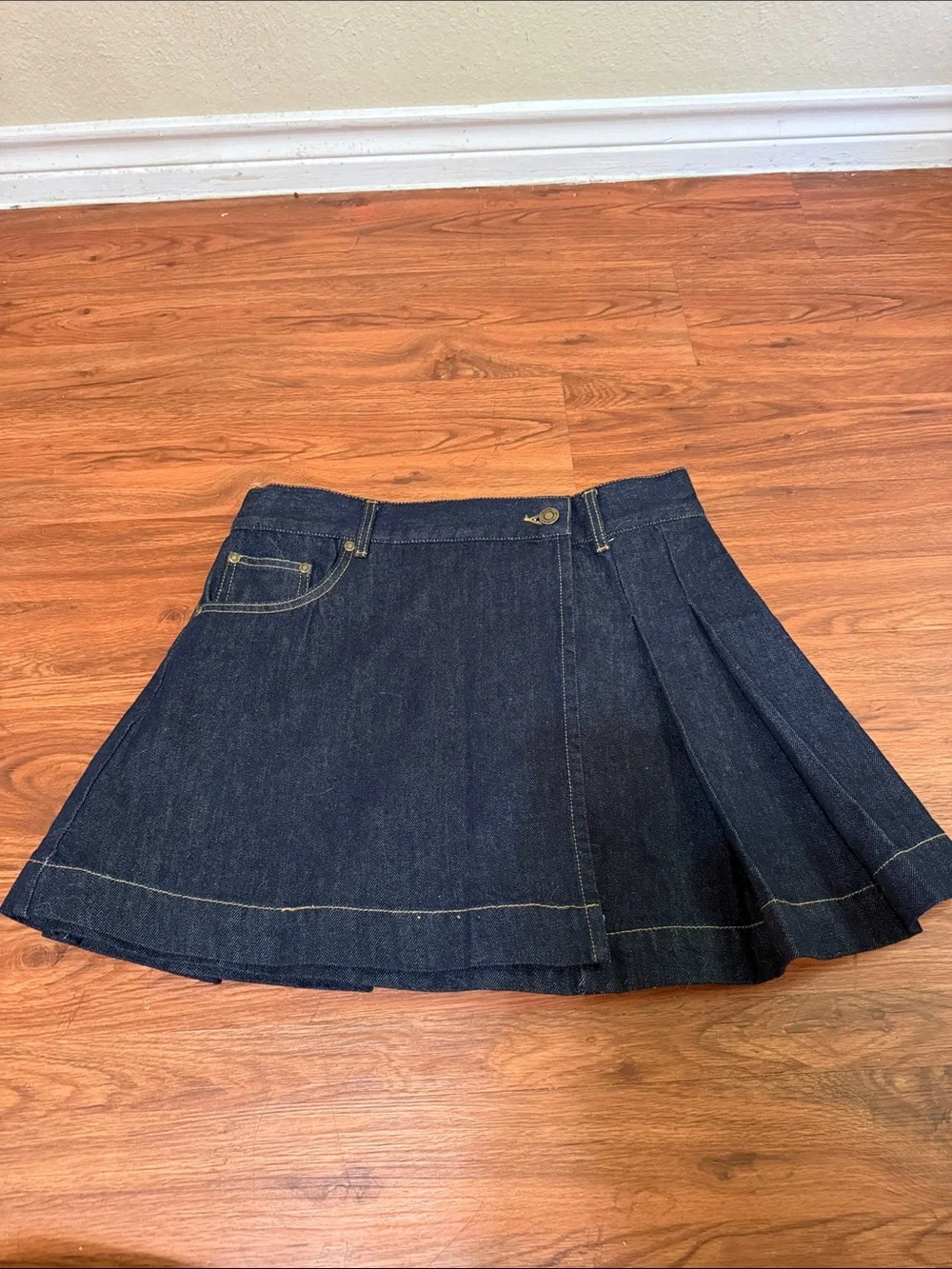 House of Sunny Pleated Denim Skirt